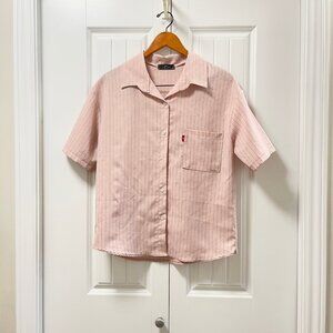 From 102 Pink Pinstripe Short Sleeve Button-Up Shirt